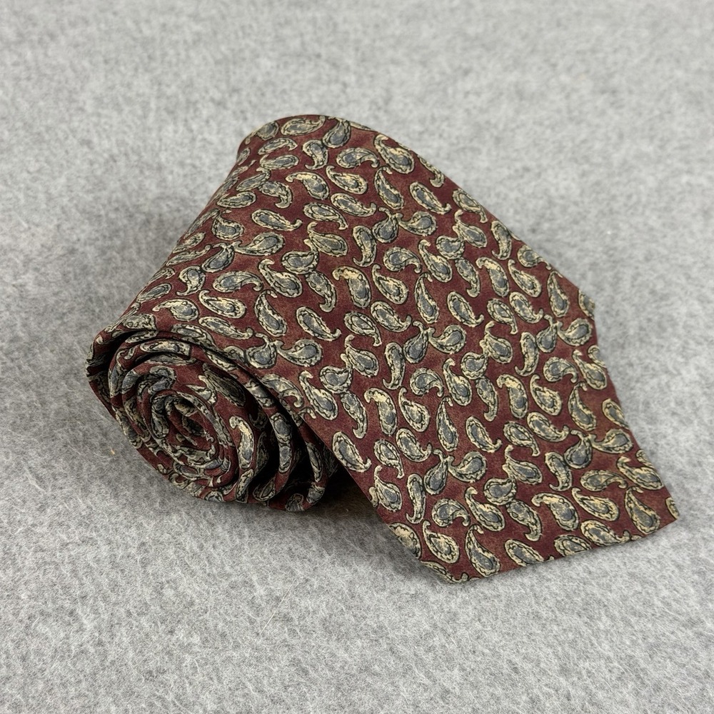 Vintage GAP Burgundy Paisley Necktie Made USA Wide Mens Tie 57x3.9"
